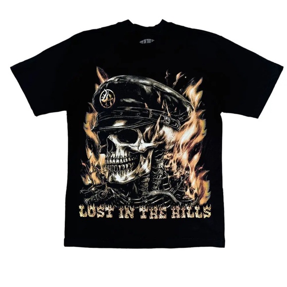Lost In The Hills Flaming Skeleton T-Shirt Small - Picture 3 of 5